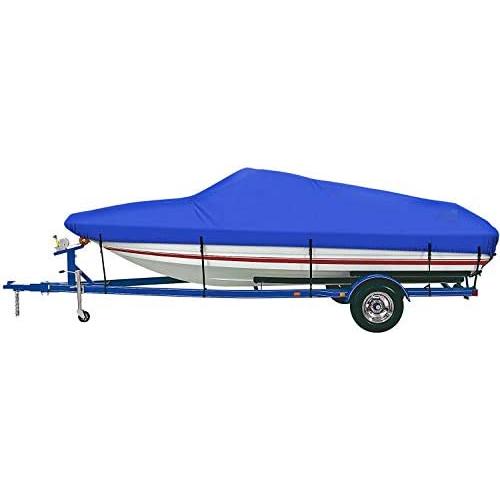 iCOVER Trailerable Boat Cover- 17-19 600D Water Proof Heavy Duty,Fits V-Hull,Fish&Ski,Pro-Style,Fishing Boat,Utiltiy Boats, Runabout,Bass Boat,up to 17ft-19ft Long and 96
