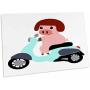 3dRose Silly Fun Unique Pink Pig Riding a Motor Scooter. - Desk Pad Place Mats (dpd-290631-1)