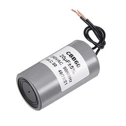 CBB60 Run Capacitor,75x40mm Cylinder for Air Compressor Water Pump Motor, 20uF 250V AC 2 Wires 50/60Hz, 1pcs