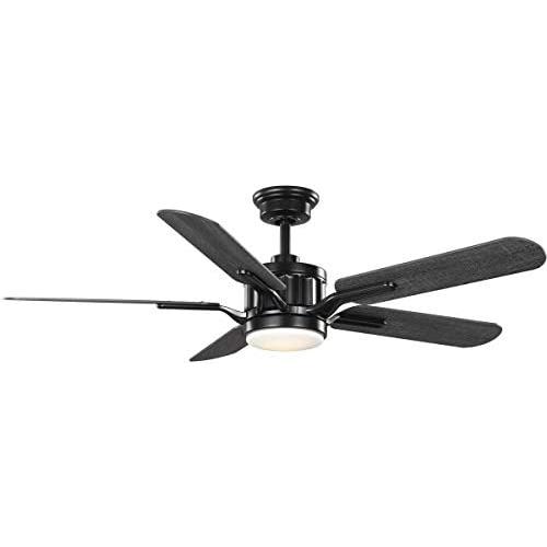 Claret Collection 5-Blade Reversible Distressed Ebony/Grey Weathered Wood 54-Inch DC Motor LED Transitional Ceiling Fan