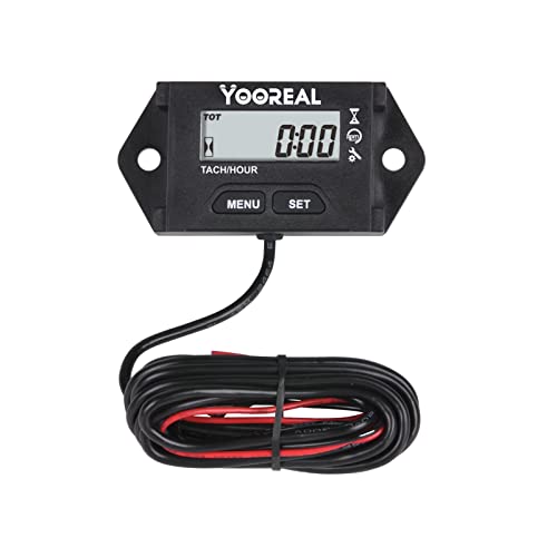 Yooreal Self-Powered Digital Tach/Hour Meter,Maintenance Hours,Waterproof for Lawn Tractor Generator Mini Bike Chainsaw ATV Outboard Motor Snowmobile