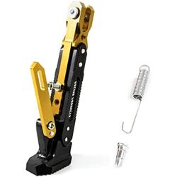 Universal Motorcycle Kickstand Accessories Adjustable Tripod Holder Side Parking Foot Support CNC Aluminum Foot Stand for Scooter Modified Motorbike Dit Pit Bike (Gold)