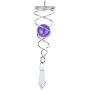 4.5 inch Gazing Ball Spiral Tail, Prefdo Metal Wind Spinner Stabilizer , Crystal Glass Ball Spinning Hanging, Helix Kinetic Silver Twister Garden Decorations(Purple)