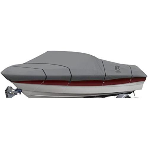 Classic Accessories Lunex RS-1 Trailerable Boat Cover - fits 17ft.-19ft. V-Hull Runabouts, Outboards and I/O (Beam Width up to 102in.), Gray, Model Number 20-143-111001-00