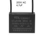 uxcell Ceiling Fan Capacitor CBB61 4.7uF 250V AC 2 Wires Metallized Polypropylene Film Capacitor 38x28x18mm for Electric Fan Pump Motor Generator