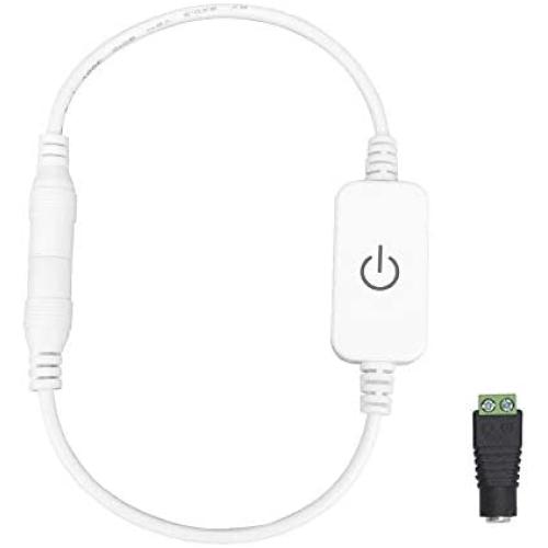 inShareplus LED Mini Touch Dimmer Switch, Stepless Adjustable Brightness, Easy Operate, Widely Use with LED Strip Lights, LED Under Cabinet Lighting, LED Vanity Mirror Lights Kits, White Version