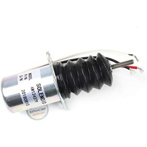 AM124379 Fuel Shut-off Solenoid - SINOCMP Shutdown Solenoid Valve for John Deere 415 455 F915 F925 F935 Front Mower Excavator Parts, 3 Month Warranty