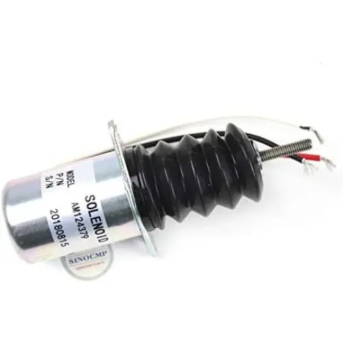 AM124379 Fuel Shut-off Solenoid - SINOCMP Shutdown Solenoid Valve for John Deere 415 455 F915 F925 F935 Front Mower Excavator Parts, 3 Month Warranty