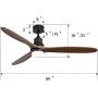 Sofucor Ceiling Fan 60 Wood Ceiling Fan with Lights Remote Control Walnut Blades Dimmable Light Reversible DC Motor Modern Ceiling Fan for Kitchen, Bedroom, Basement, Dining, Living Room Matte Black