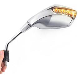 KiWAV Magazi Fist Chrome Motorcycle Mirrors with Oi Flash Controller 16 Flash Mode compatible for BMW