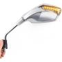 KiWAV Magazi Fist Chrome Motorcycle Mirrors with Oi Flash Controller 16 Flash Mode compatible for Scooter
