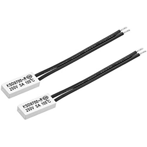 uxcell KSD9700 Thermostat, 105℃ Normally Open Temperature Switch, N.O 5A Thermal Switch Temperature Controller 2pcs
