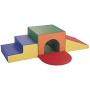 FDP SoftScape Single Tunnel Play Foam Climber Plus, Beginner Toddler Soft Structure for Active Playtime (5-Piece Set) - Assorted