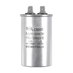 uxcell Run Capacitor Round CBB65 8uF 8mfd 450V AC 40/85/21 Aluminum Case with Terminal for Air Conditioner Compressor Motor Heat Pump Condenser