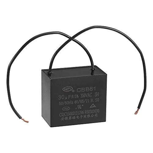 uxcell Ceiling Fan Capacitor CBB61 30uF 350V AC 2 Wires Metallized Polypropylene Film Capacitor 58x49x35mm for Electric Fan Pump Motor Generator