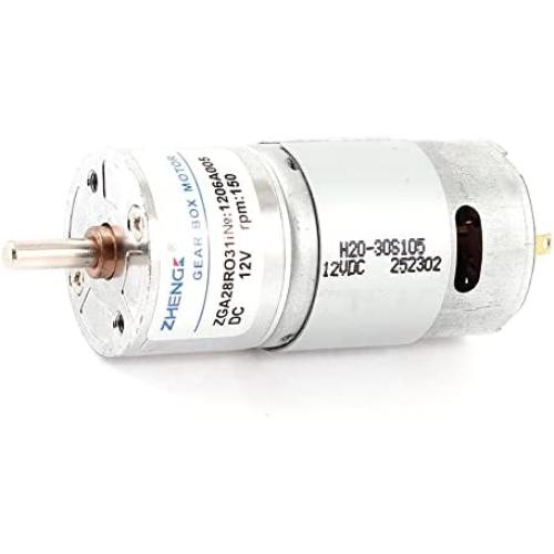 sourcing map Magnetic Electric Geared Box Motor DC 12V 150RPM 4mm Shaft Dia Cylindrical