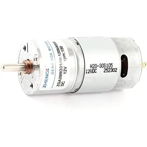 sourcing map Magnetic Electric Geared Box Motor DC 12V 150RPM 4mm Shaft Dia Cylindrical