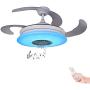 HOREVO Fandelier Retractable Blades Ceiling Fans with Lights and Bluetooth Speaker 42 Inch Invisible Chandelier Fan Color Changing Dimmable 36W Hidden Ceiling Fan with Lights with Remote