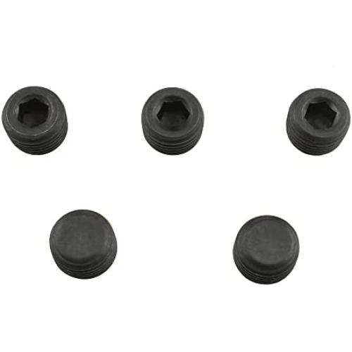 Hahiyo 1/4 Inches NPT Hex Socket Plug Smooth Threads Seal Tight Allen Head Carbon Steel Pipe Fitting Bright Finish Multi Function 5 Pieces for Motor Drainage Hole Water Line Empty Ports