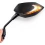 KiWAV Lucifer Motorcycle Rear View Mirrors Black LED Neat Stem with Oi Flash Controller compatible for Scooters