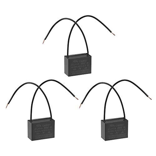 uxcell Ceiling Fan Capacitor CBB61 4.5uF 250V AC 2 Wires Metallized Polypropylene Film Capacitor 38x29x18mm for Electric Fan Pump Motor Generator 3Pcs