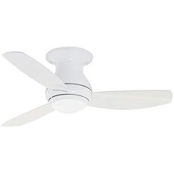 Luminance kathy ireland HOME Curva Sky LED Outdoor Ceiling Fan with Light Kit, 44 Inch | Modern Flush Mount Fixture with Weather Resistant Blades | Dimmable with Remote Control, Appliance White