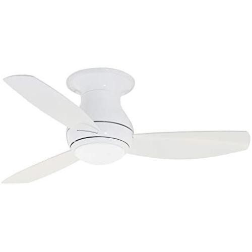 Luminance kathy ireland HOME Curva Sky LED Outdoor Ceiling Fan with Light Kit, 44 Inch | Modern Flush Mount Fixture with Weather Resistant Blades | Dimmable with Remote Control, Appliance White