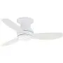 Luminance kathy ireland HOME Curva Sky LED Outdoor Ceiling Fan with Light Kit, 44 Inch | Modern Flush Mount Fixture with Weather Resistant Blades | Dimmable with Remote Control, Appliance White
