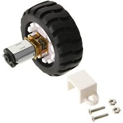 Jutagoss 1Pcs Miniature Gear 200RPM DC 6V Gear Motor with Fixed Frame Coupling Nut Plastic Wheel for DIY Mobile Robot,Smart Cars Project