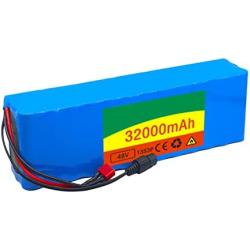 Multinn 48V 32000mAh Rechargeable E-Bike Lithium-Ion Battery Pack, with Charger + Built-in BMS, Electric Bicycle/Scooter Motor Replacement Battery