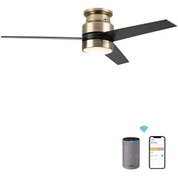 52 inch Low Profile Ceiling Fan with Light, Smart Ceiling Fan with Light Work With Alexa/Google Home/Siri|Reversible Motor|Schedule| Needs Neutral Wire, No Hub Required