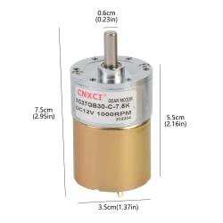 12V 1000RPM Gear Motor High Torque Electric Micro Speed Reduction Geared Motor Eccentric Output Shaft 37mm Diameter Gearbox