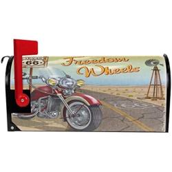 WOOR Vintage Route 66 Texas Motorcycle Magnetic Mailbox Cover Oversized for Garden Yard Outdoor Decorations-25.5