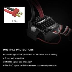 GLOBACT 21T 550 Brushed Motor and 80A ESC Brushed Motor ESC Combo BEC 5A 7.4V/6.4V for 1/10 RC Crawler Car Traxxas Trx4 Ford Bronco Trx6 Axial SCX10 II III Redcat Gen7 Gen8 V2 RC4WD D90 (T Plug)