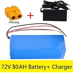Wnicek 72V E-Bike Battery 20Ah 30Ah 40Ah Lithium-ion Battery Pack Fit for 1000W 1200W 1500W 1800W 2000W 2300W Electric Bike Electric Scooter Electric Motorcycle Golf Cart with Charger