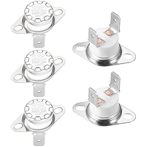 uxcell KSD301 Thermostat 170°C/338°F 10A Normally Closed N.C Adjust Snap Disc Temperature Switch for Microwave,Oven,Coffee Maker 5pcs