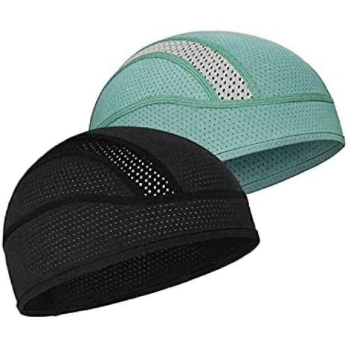 Skull Cap Helmet Liner Beanie, Cooling Mesh Cycling Running Hat for Men Women, Fits Under Helmets