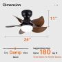 DIDER 24 Flush Mount Ceiling Fan with Lights and Remote Control, 5 Blades, Low Profile Ceiling Fan for Indoor and Outdoor Space