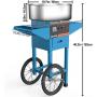 VBENLEM Cotton Candy Machine with Cart Commercial Floss Maker Perfect for Family and Various Party, 19.7 Inch, Blue