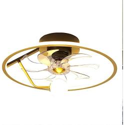 FIZZOQI Modern Simply 360 Degree Rotary Ceiling Fan Light Dining Room Bedroom Fan Lamp DC Motor 3 Speed with Remote Controller Fan Light Integrated Chandelier with Electric Fan