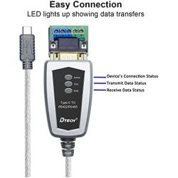 DTECH RS485 Cable USB C to RS422 Serial Adapter with FTDI Chip Breakout Board LED Indicators RS-422 RS-485 Converter Supports Windows 11 10 8 7 XP Mac (5 Feet)
