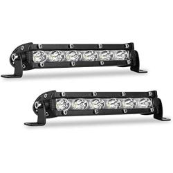 7 Inch Single Row Led Light Bar Pods - BEAMCORN Ultra-Slim 60W 10000 Lumens Waterproof Driving Fog Light Combo Flood Spot Lights for Trucks Off road ATV UTV SUV Boat 2-Pack