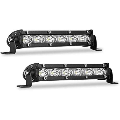 7 Inch Single Row Led Light Bar Pods - BEAMCORN Ultra-Slim 60W 10000 Lumens Waterproof Driving Fog Light Combo Flood Spot Lights for Trucks Off road ATV UTV SUV Boat 2-Pack