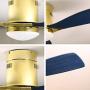 Low Profile Ceiling Fan With Light, Exbrite, 52 inch Flush Mount Ceiling Fan, 3 Carved Wood Fan Blade Noiseless Reversible Motor Remote Control Hugger Ceiling Fan With Light (Navy Blue DC)