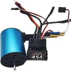Flycolor 3650 3000KV Waterproof Brushless Motor and 45A ESC Combo Set for 1/10 RC Car Truck