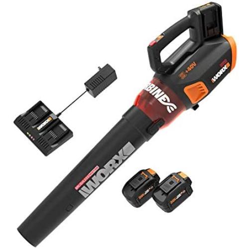WORX 40V Turbine Cordless Leaf Blower (430CFM ) with Brushless Motor 2 x 4.0Ah Batteries and Charger Include,WG584.1