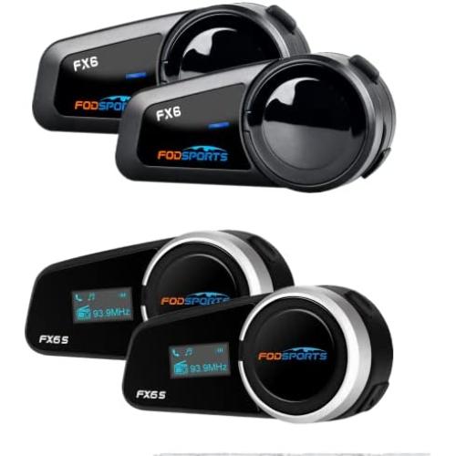 2 Pack FX6 + 2 Pack FX6S Motorcycle Bluetooth Intercom Headset 6 Riders Group Helmet Communication System with FM Usable While Charge Universal Connection with Other Brands Motorcycle Intercom