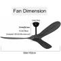 Goozegg 60-Inch Outdoor Ceiling Fan with Remote No Light 3 Balsa Wood Blades Energy Efficient DC Motor, Accent Pewter