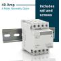 Shopcorp 40 Amp 4 Pole Normally Open IEC 400V Contactor (Silent Operation) – 110/120VAC Coil, Motor Load 32A, Lighting Load 63A | Includes 35 x 152.40 mm Steel Zinc DIN Rail and 2#10 Phillips Screws
