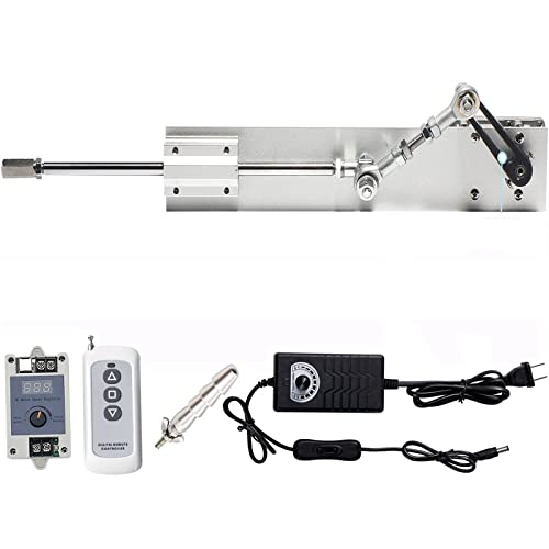 JQDML Reciprocating Linear Actuator 24V Adjustable Stroke 30-80mm 1.18-3.15 inch 120rpm Variable Speed with Remote Control, DC Power Adapter and End Connector
